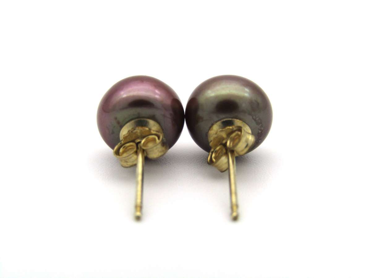 Estate, 9K gold freshwater pearl stud earrings by Jack Friedman
