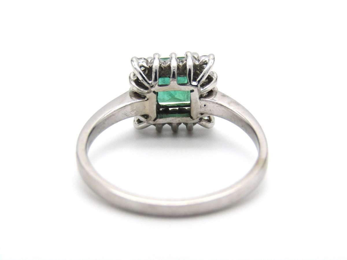 Estate, 18K gold emerald and diamond ring