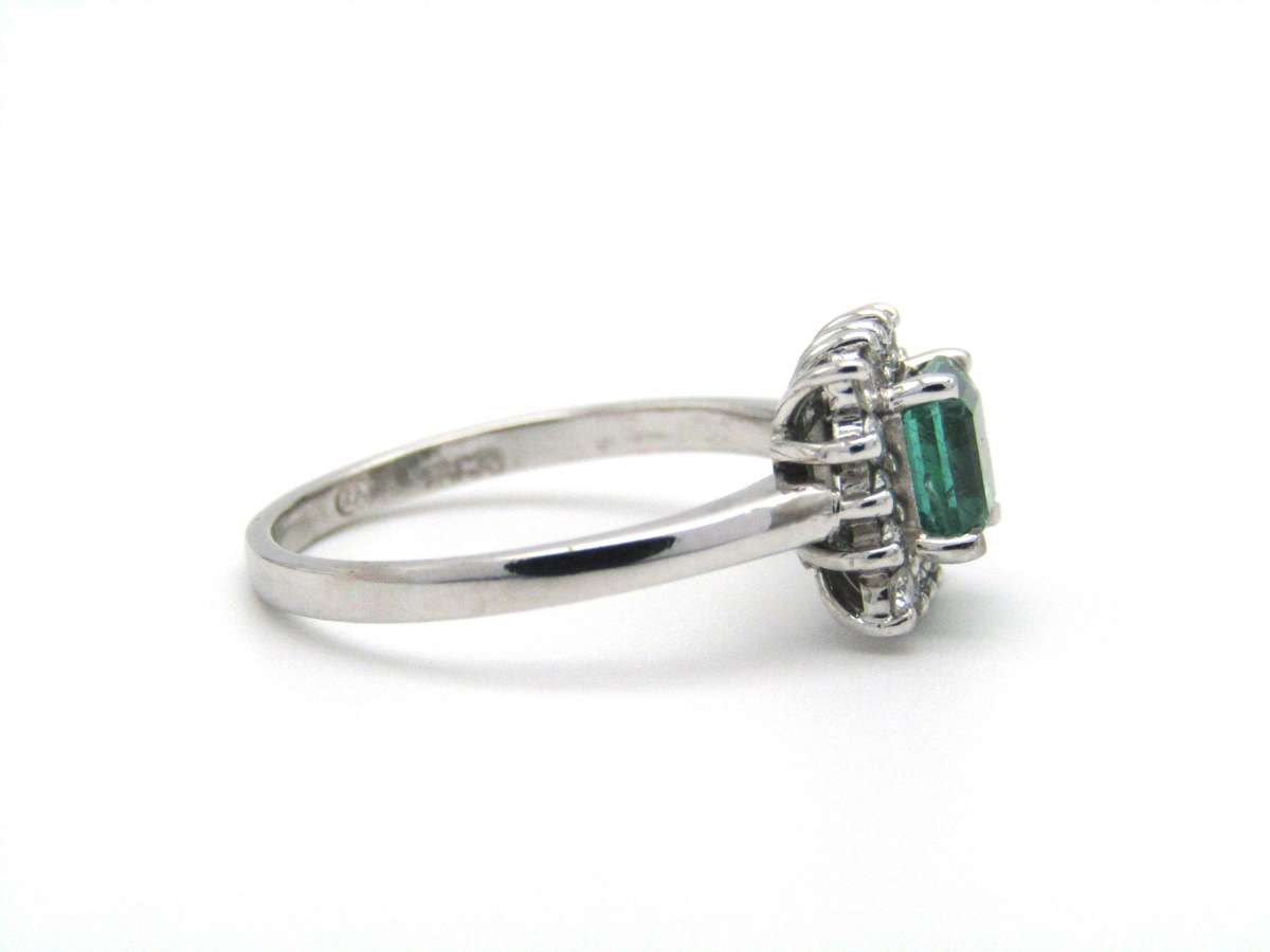 Estate, 18K gold emerald and diamond ring