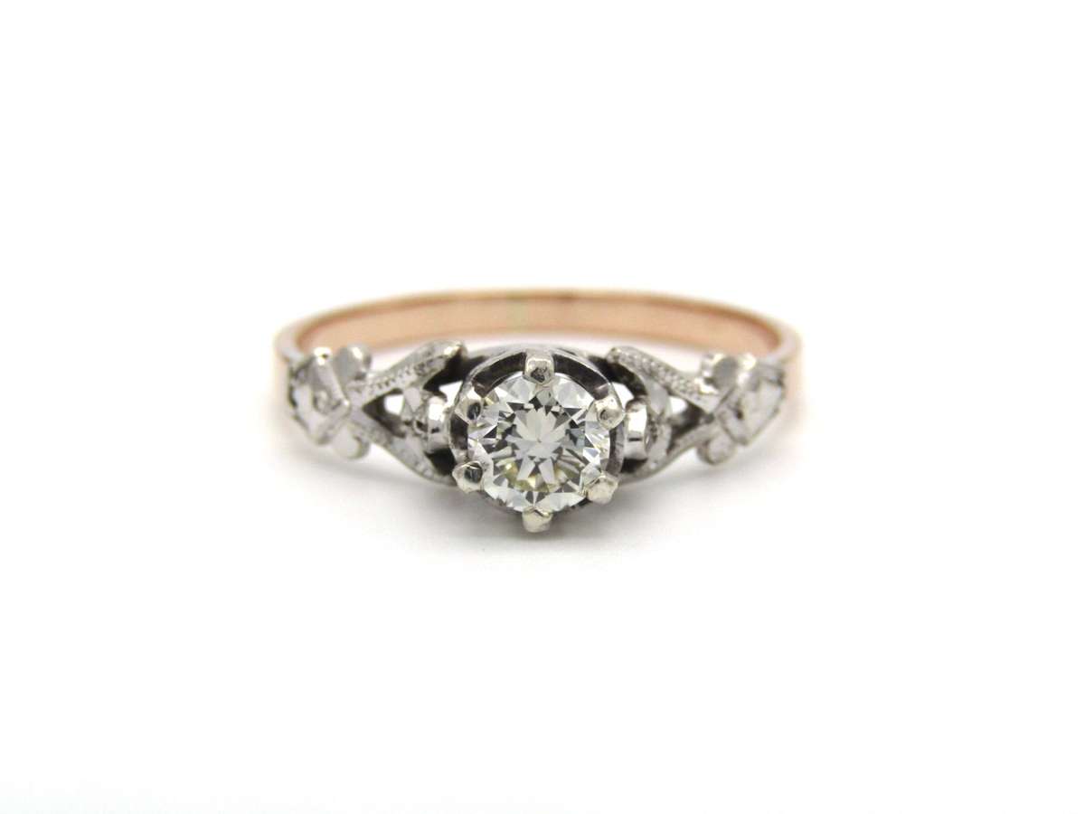 Mid-century, 9K gold diamond ring