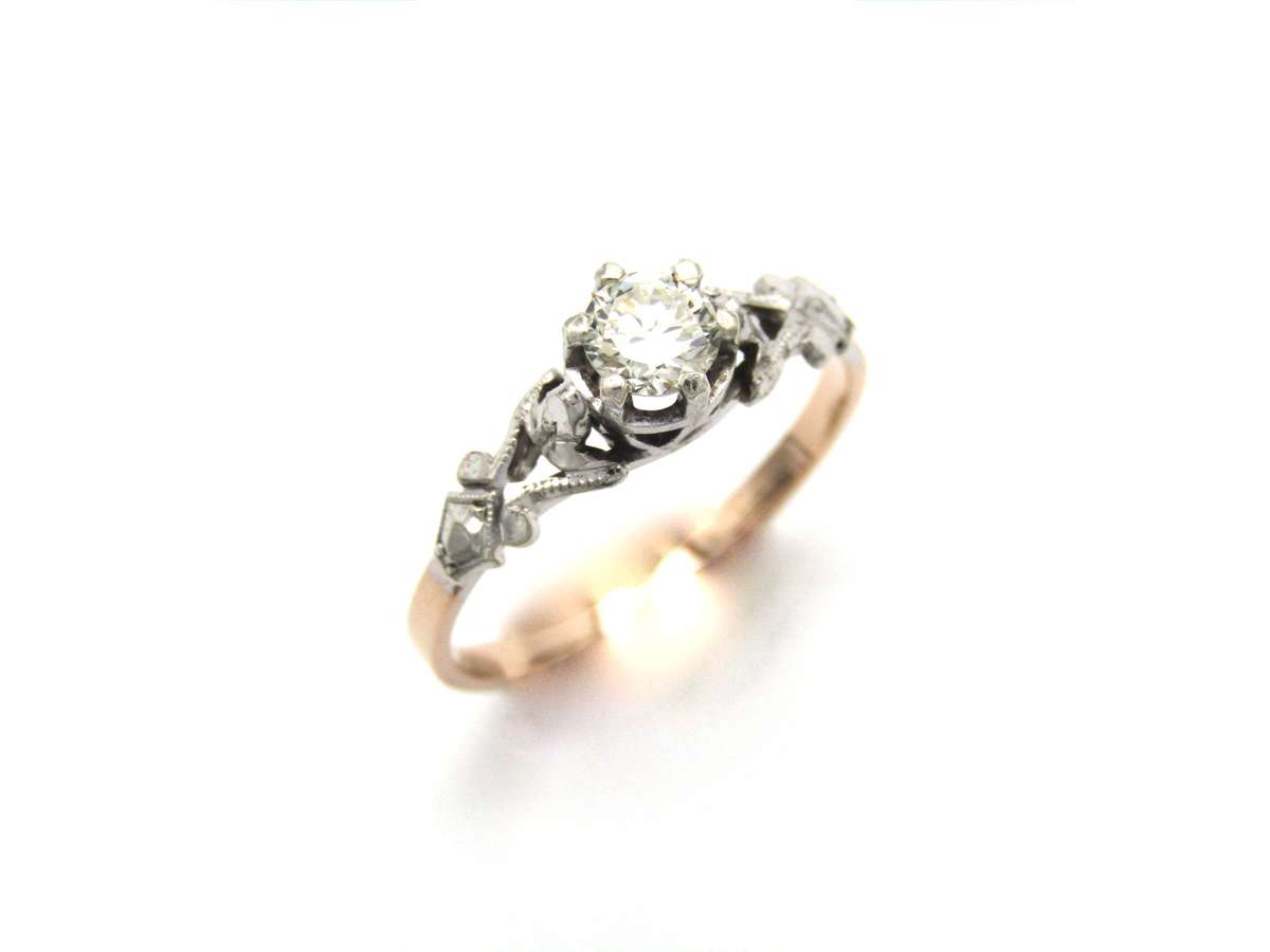 Mid-century, 9K gold diamond ring
