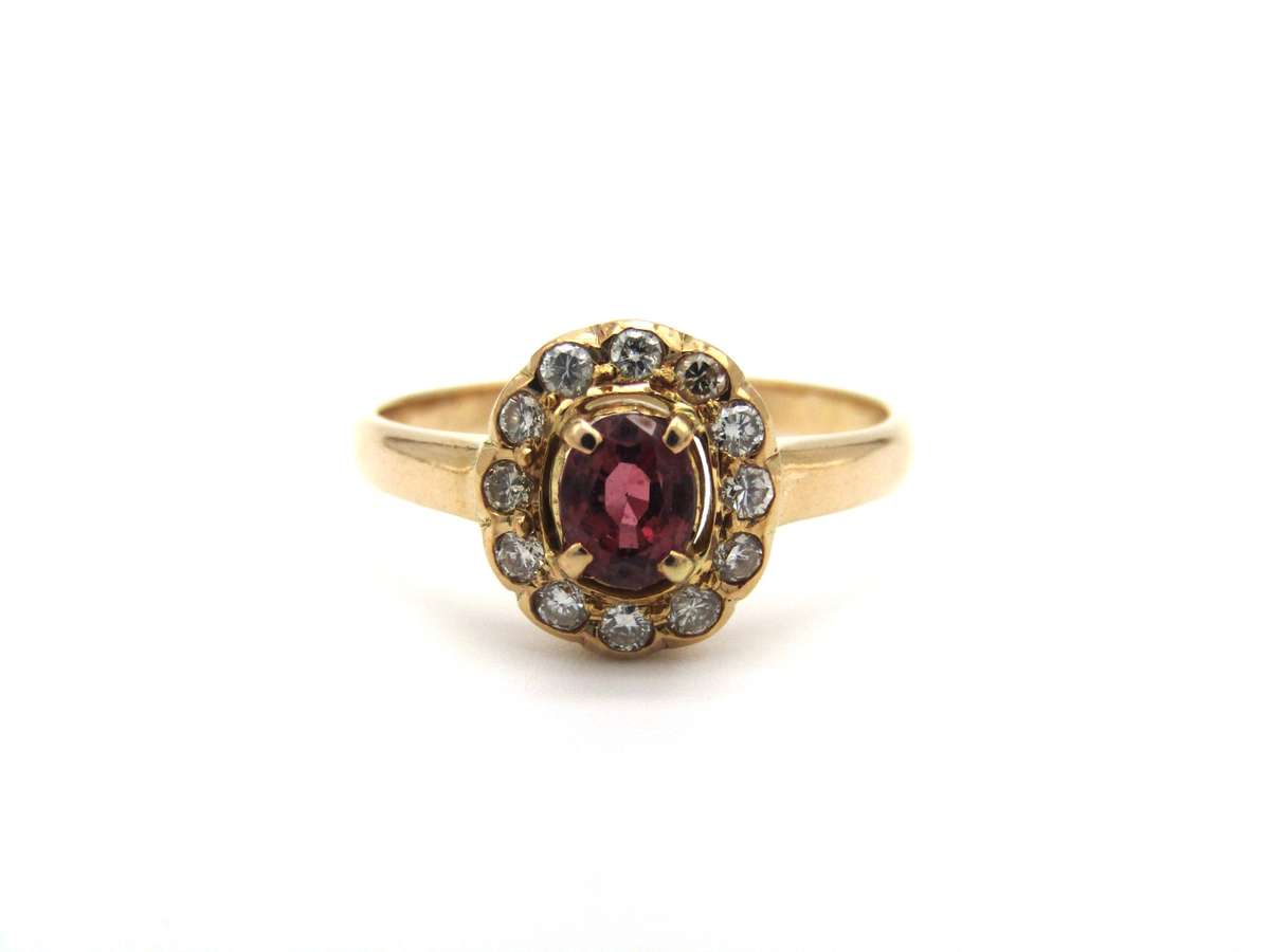 Vintage, 18K gold ruby and diamond ring