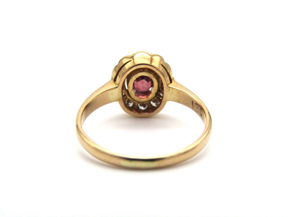 Vintage, 18K gold ruby and diamond ring