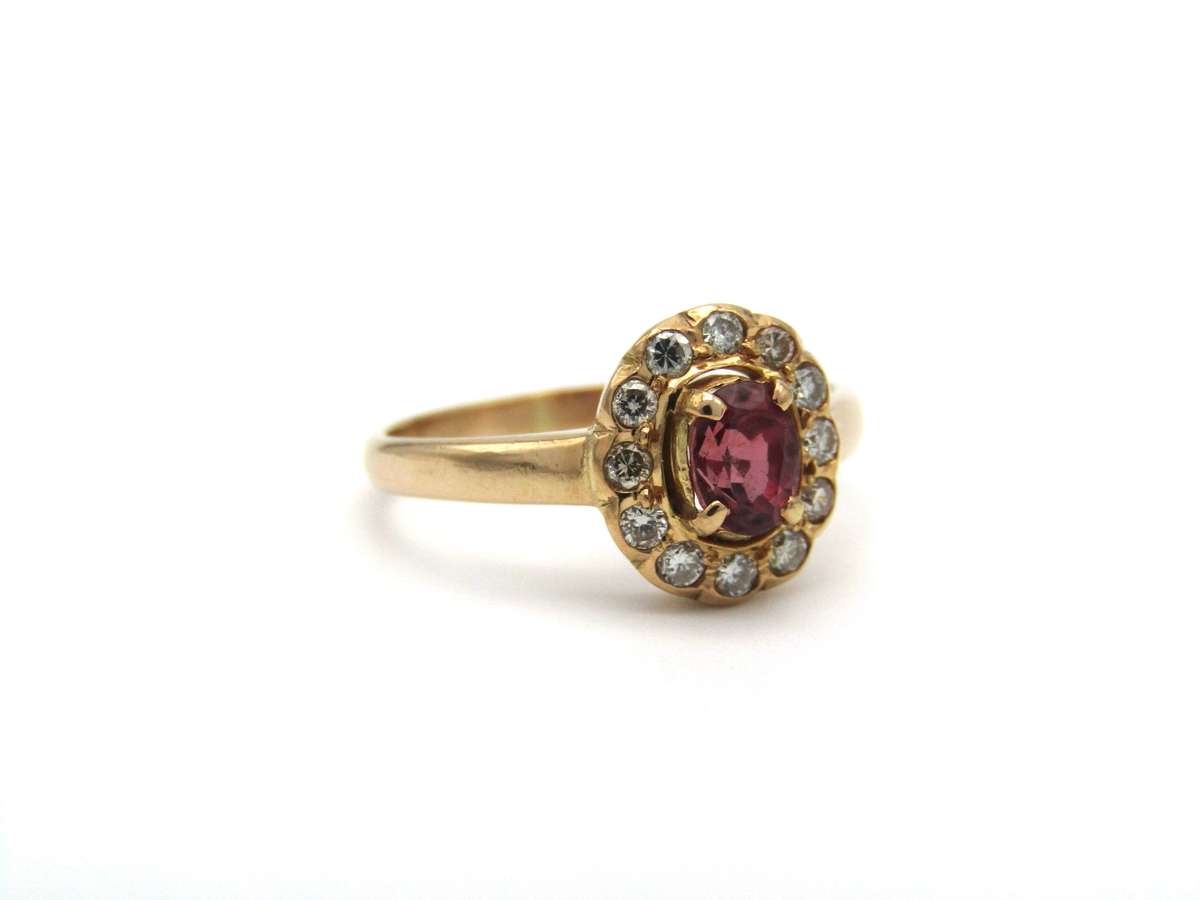 Vintage, 18K gold ruby and diamond ring