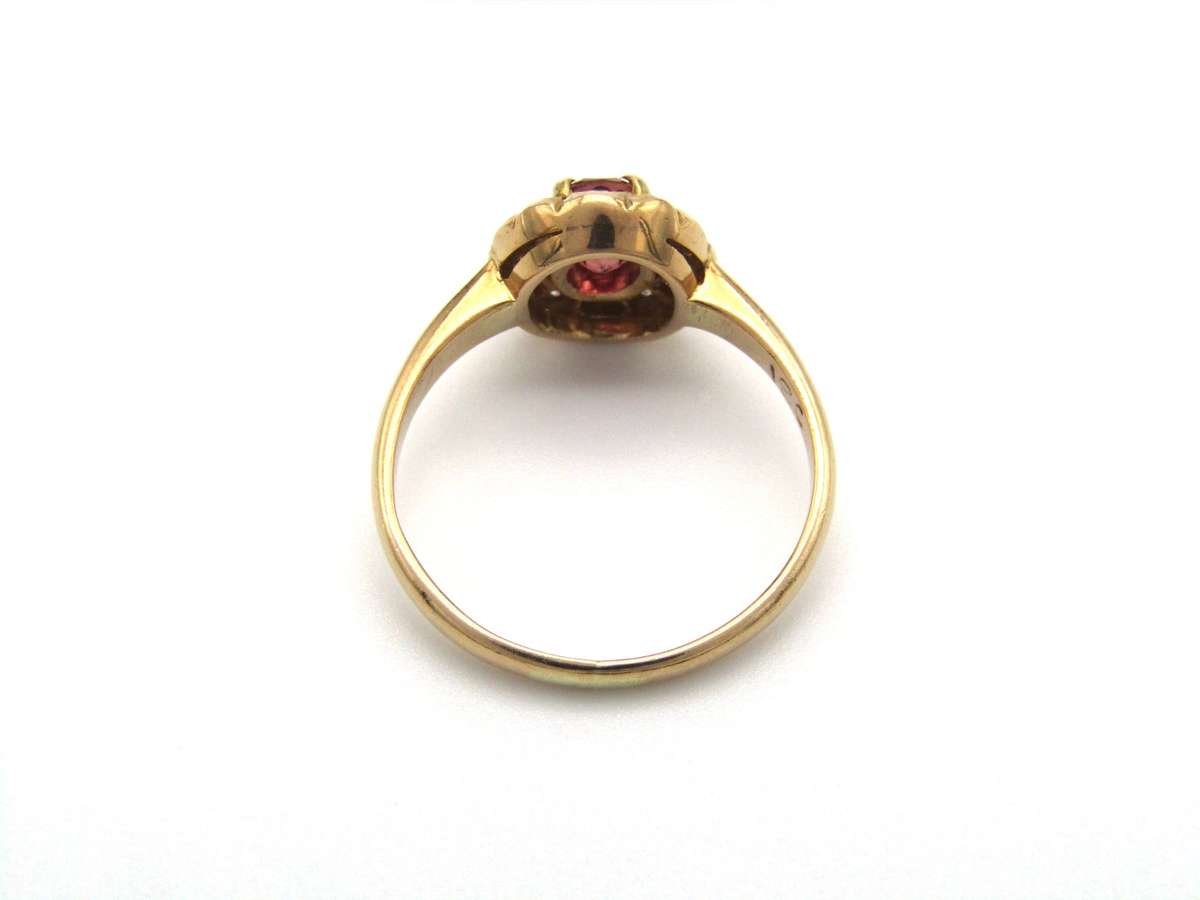 Vintage, 18K gold ruby and diamond ring