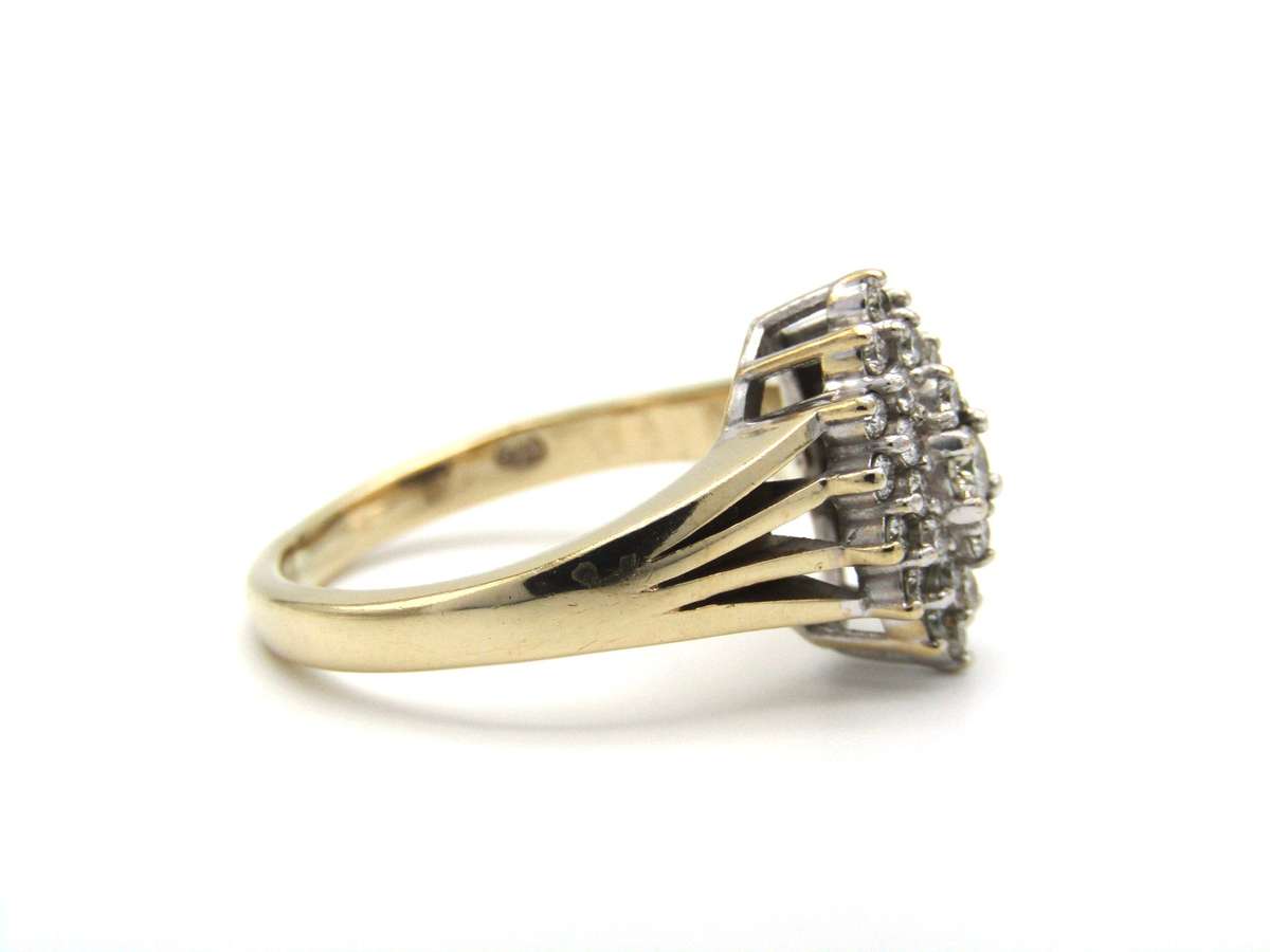 Vintage, 9K gold diamond cluster ring