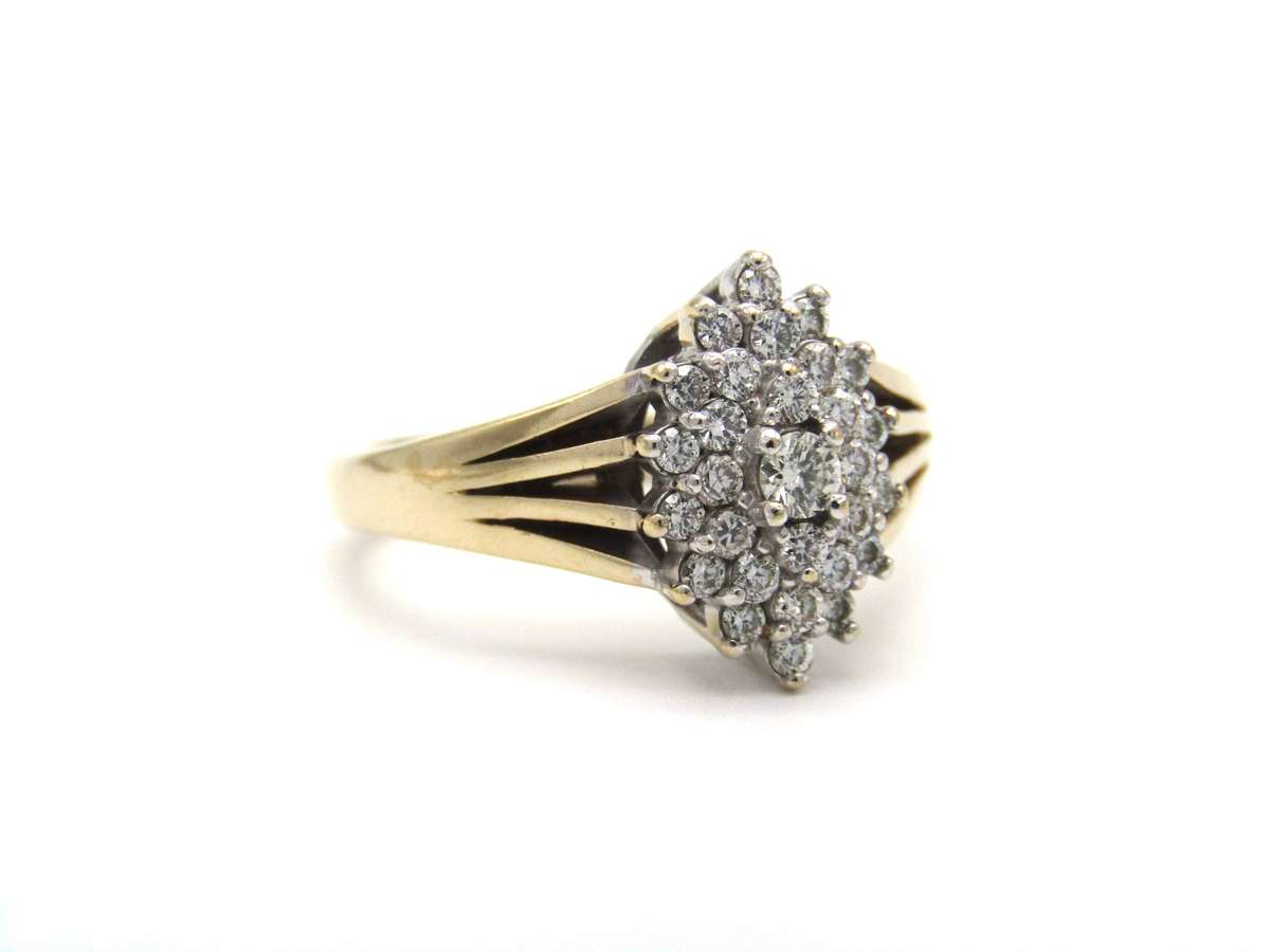 Vintage, 9K gold diamond cluster ring