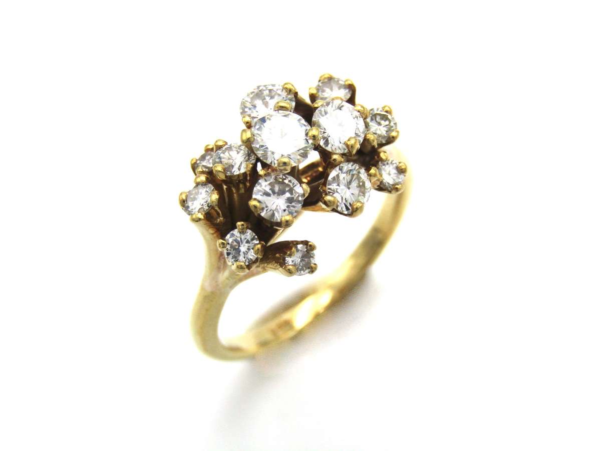 Mid-century, 18K gold diamond ring