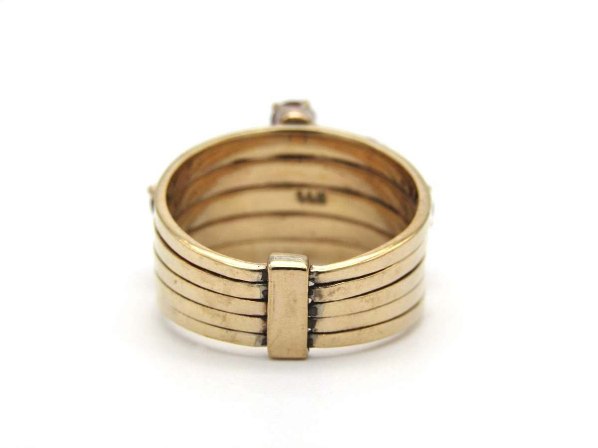 Mid-century, 14K gold ruby 5-band 'harem' ring