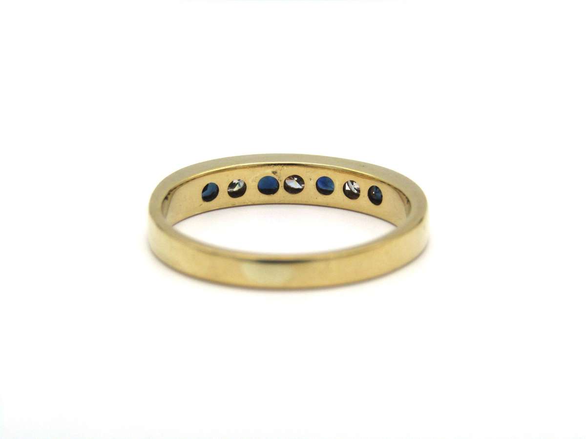 Vintage, 18K gold sapphire and diamond half eternity ring