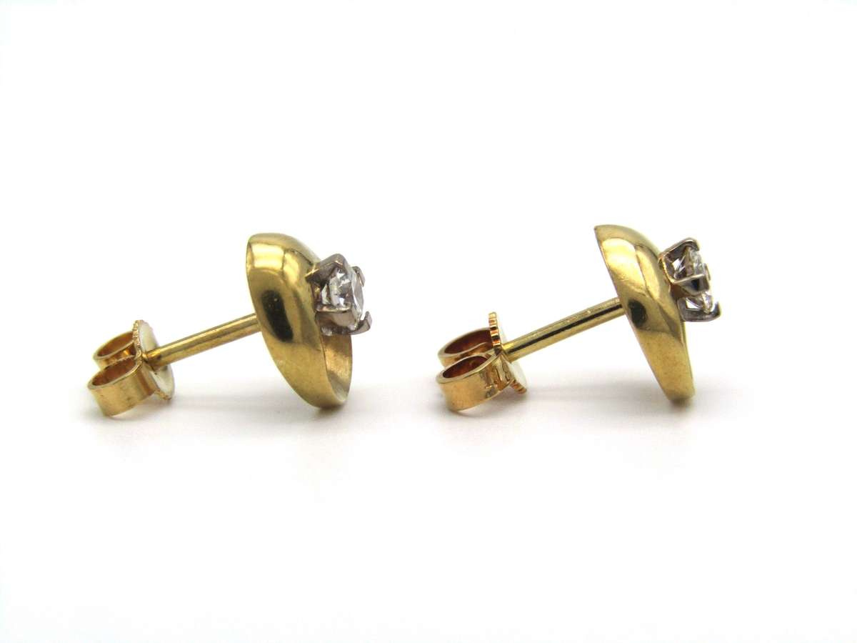 Mid-century, 18K gold diamond stud earrings