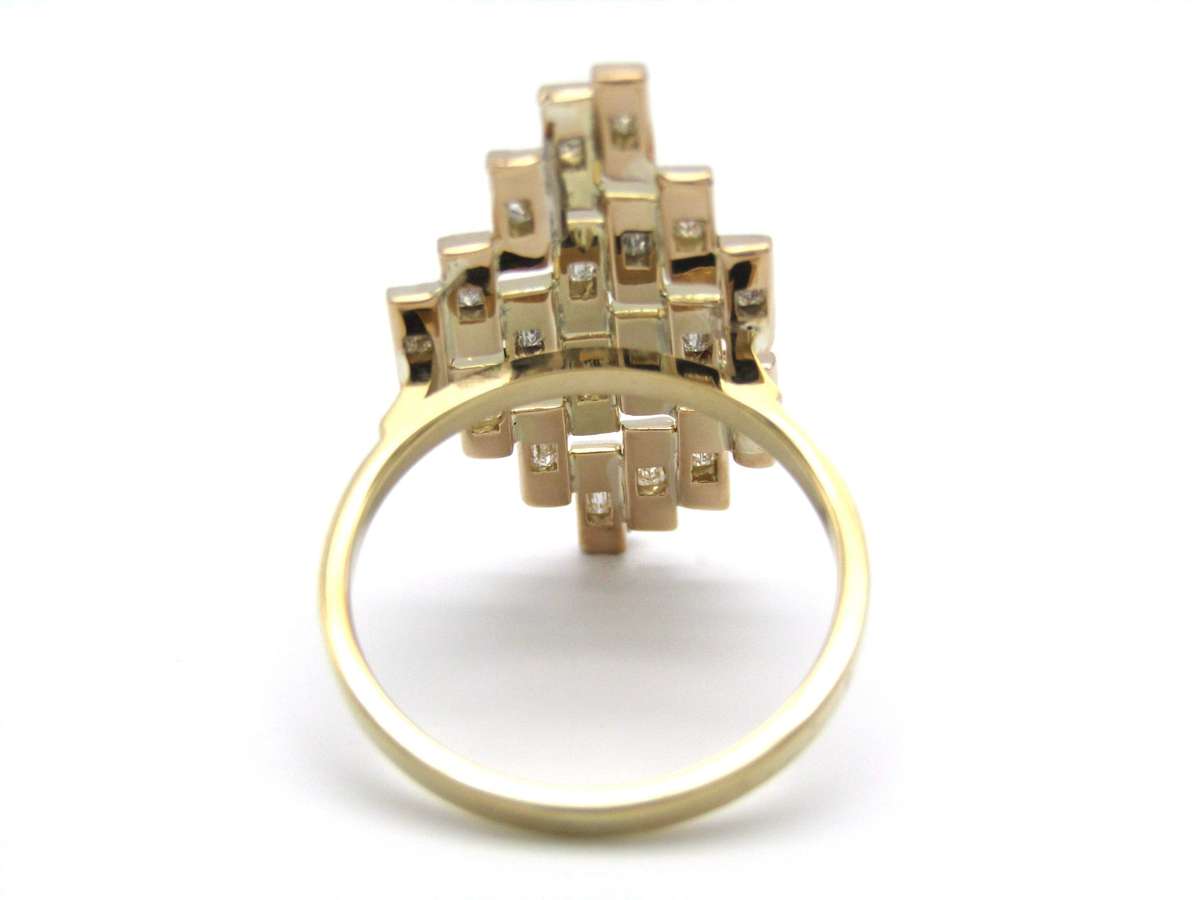Estate, 18K gold geometric diamond ring