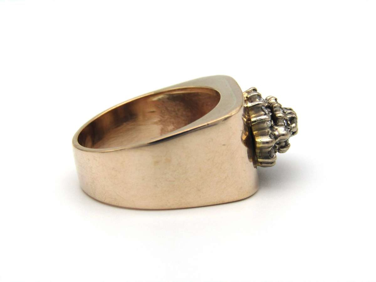 Vintage, 9K gold diamond ring