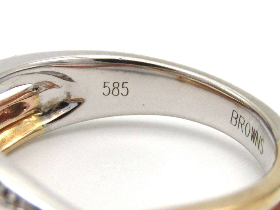 Estate, 14K gold crossover tri-gold diamond ring by Browns