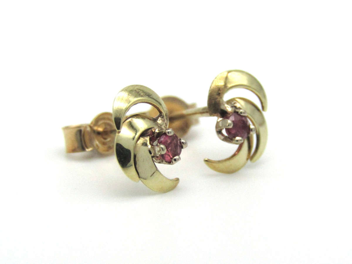 Mid-century, 9K gold ruby earrings
