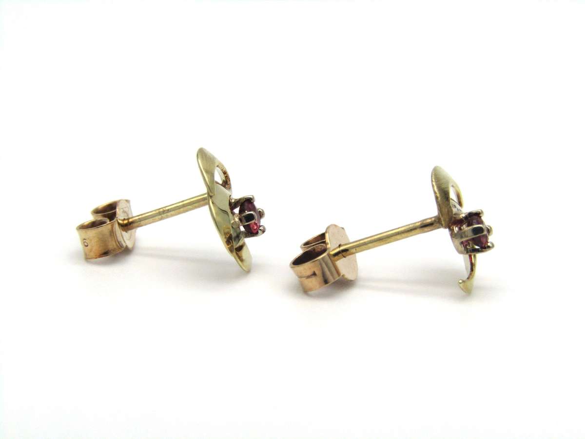 Mid-century, 9K gold ruby earrings