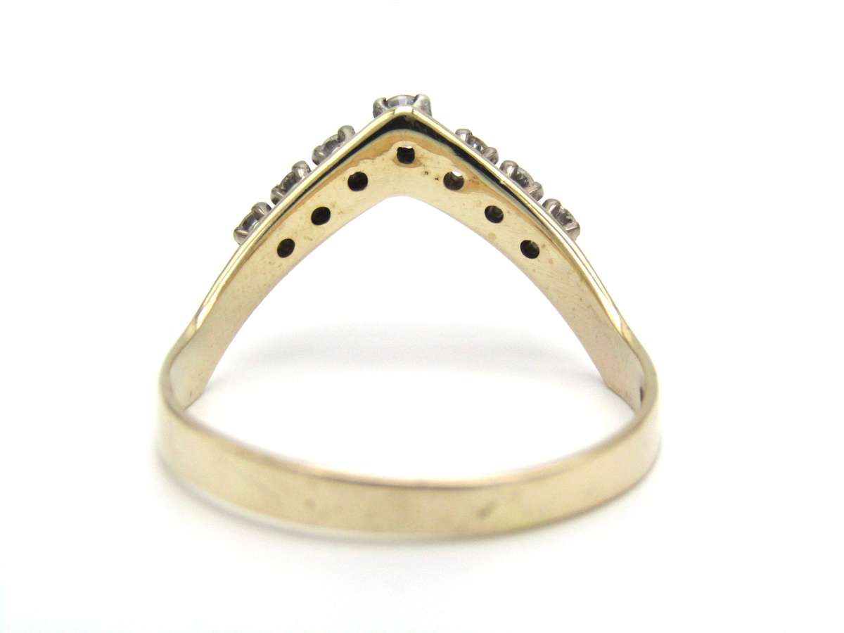 Vintage, 9K gold diamond 'wishbone' ring