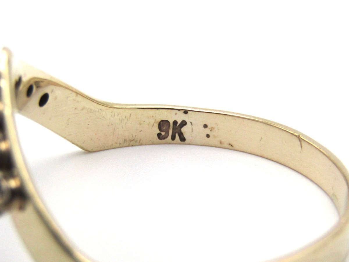 Vintage, 9K gold diamond 'wishbone' ring