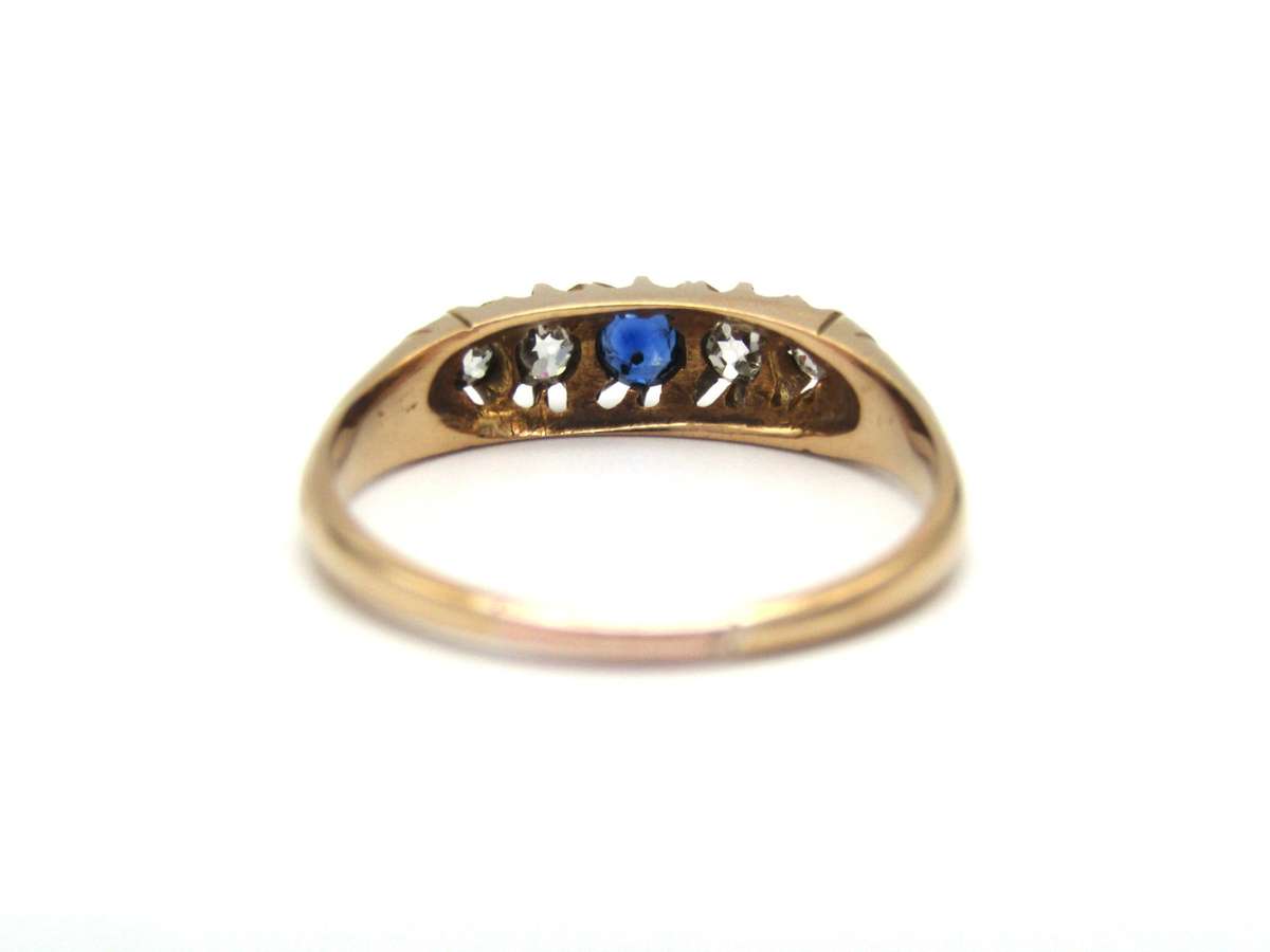 Edwardian, 18K gold sapphire and diamond ring