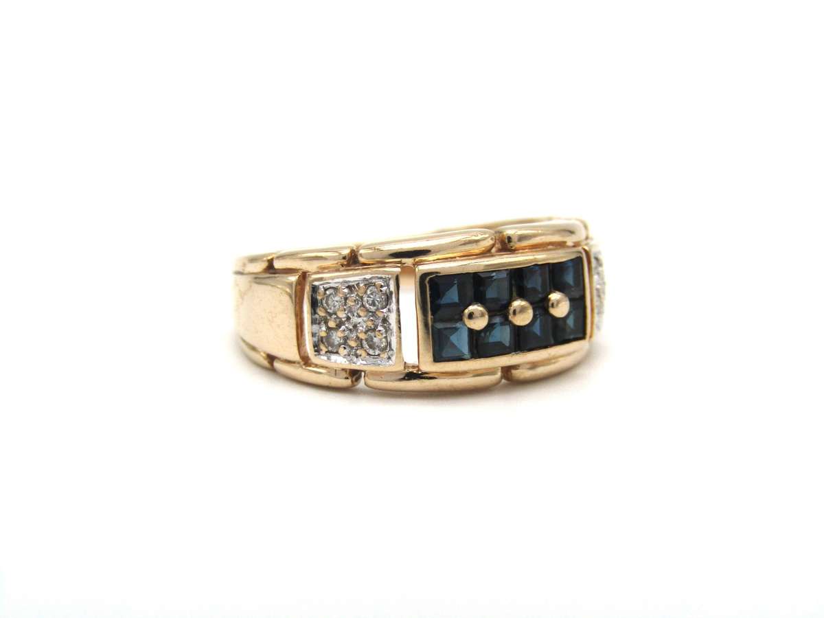 Mid-century, 9K gold sapphire and diamond ring