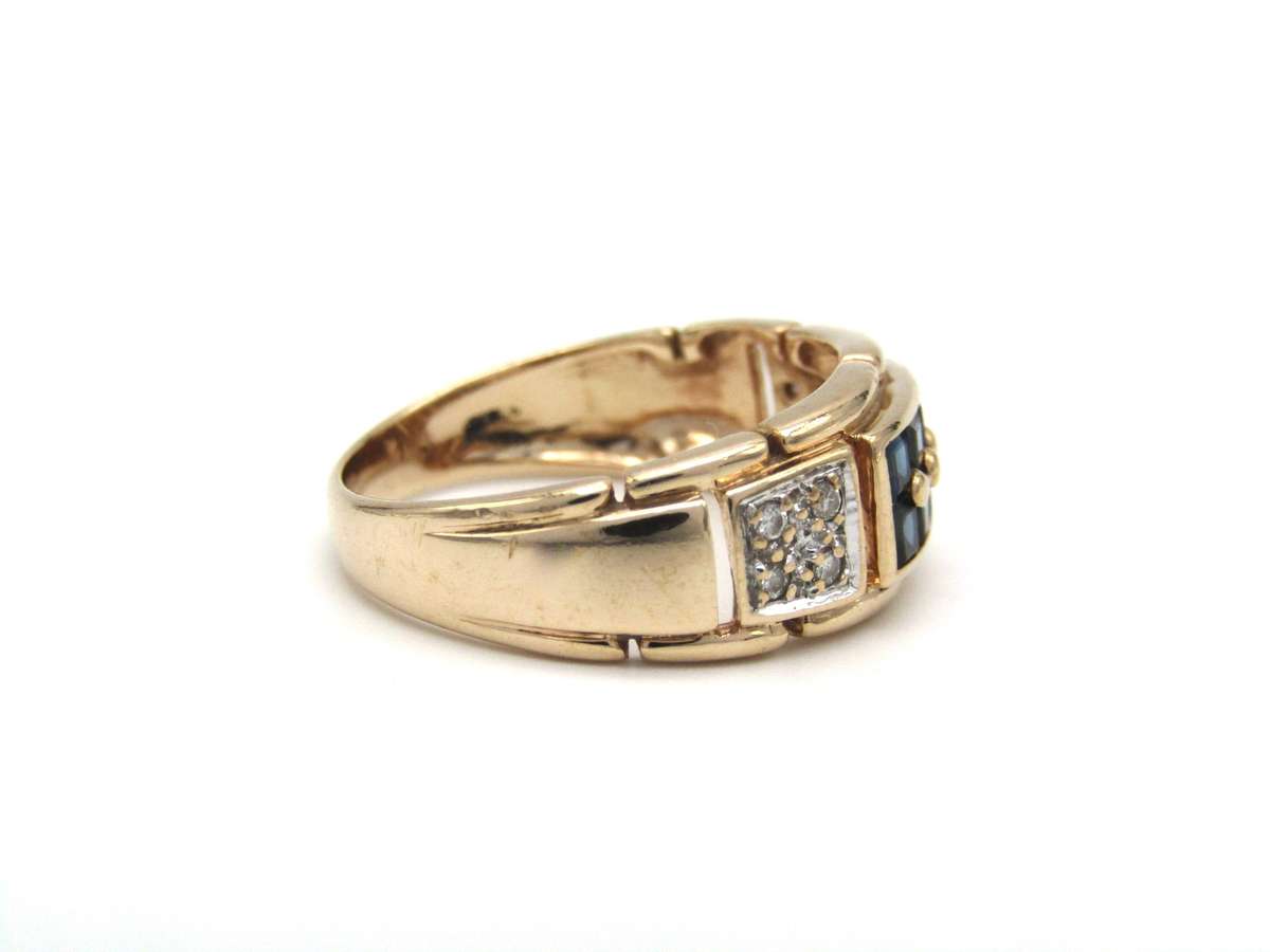 Mid-century, 9K gold sapphire and diamond ring