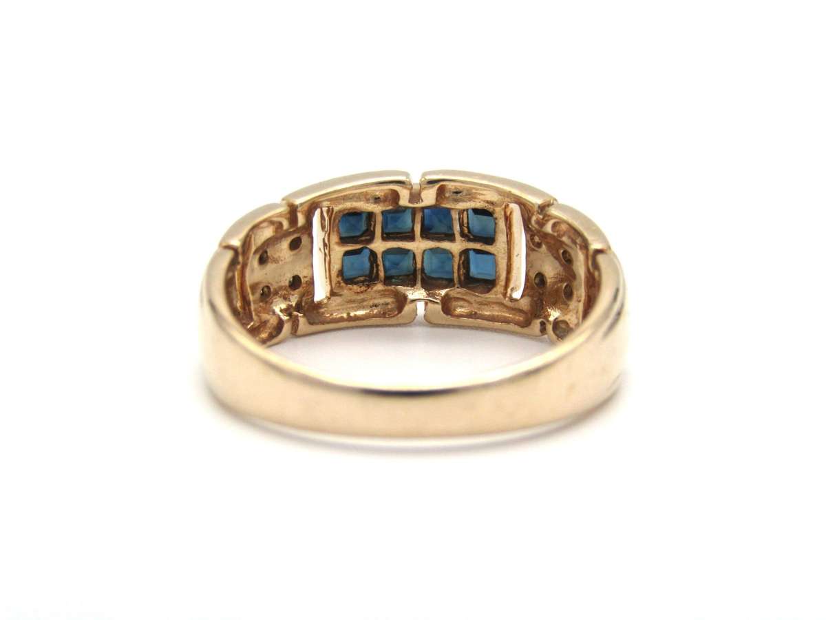Mid-century, 9K gold sapphire and diamond ring