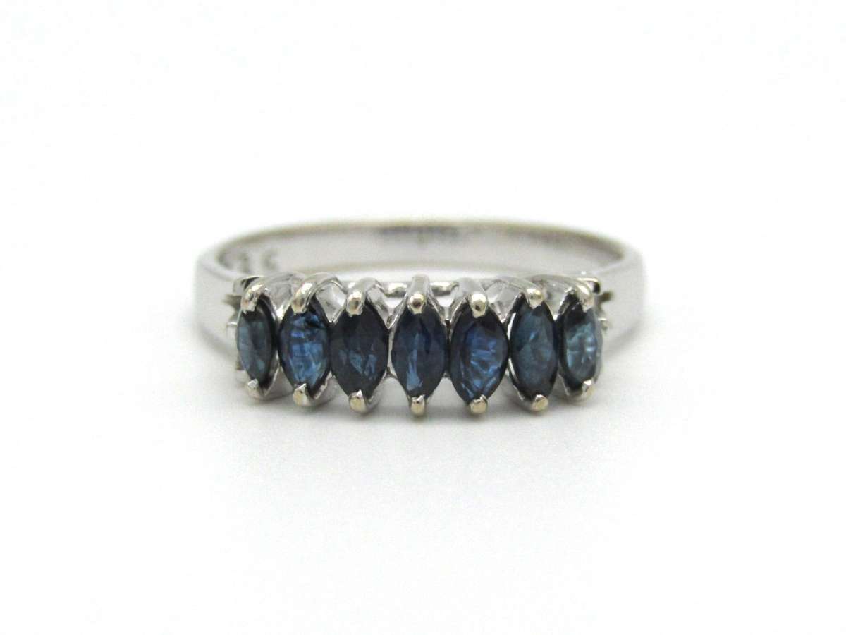 Estate, 14K gold sapphire half eternity ring