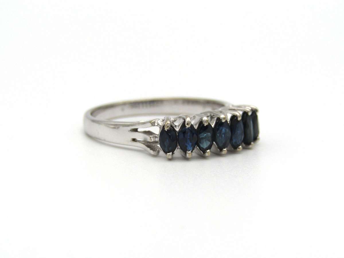 Estate, 14K gold sapphire half eternity ring