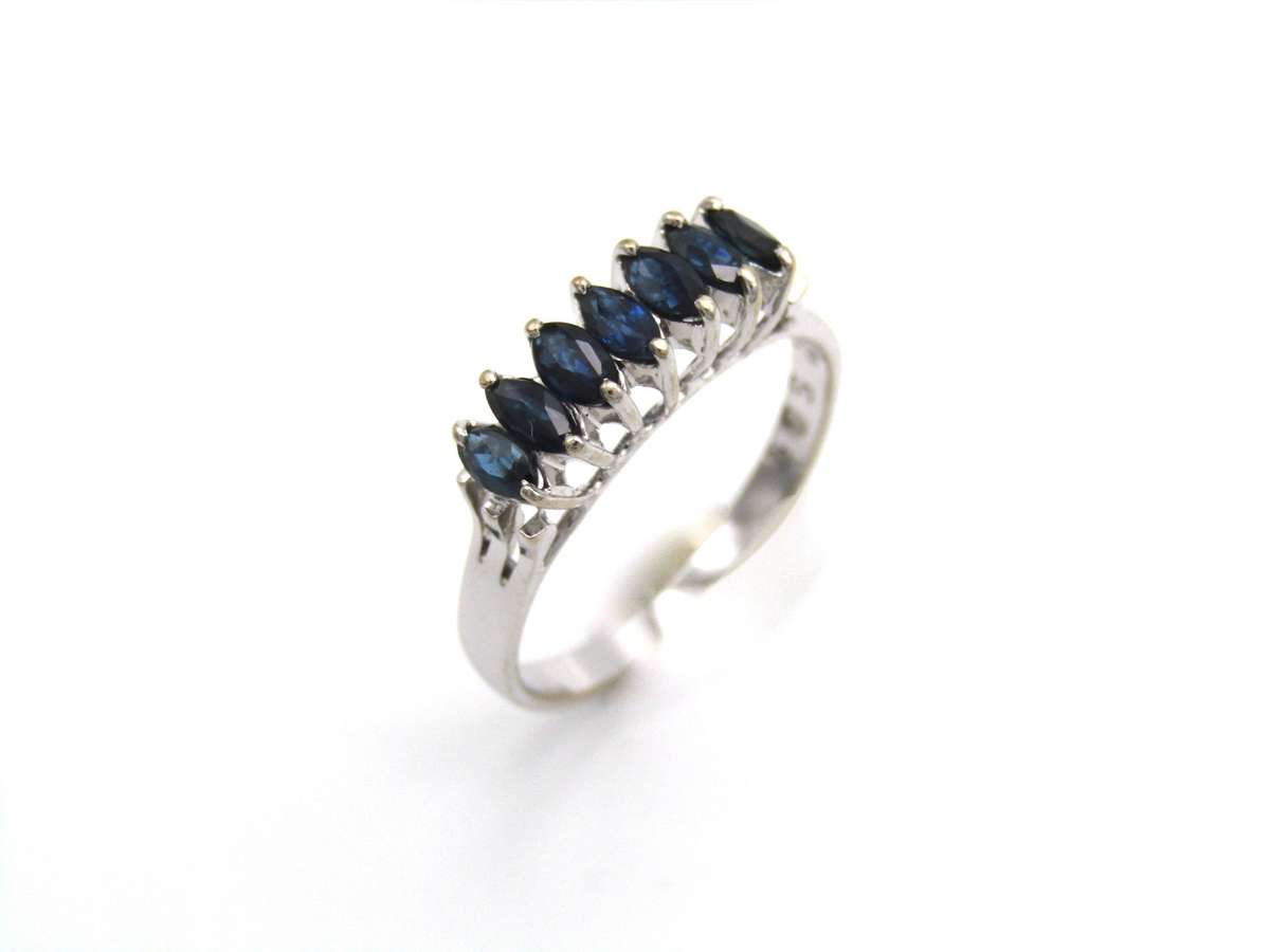 Estate, 14K gold sapphire half eternity ring