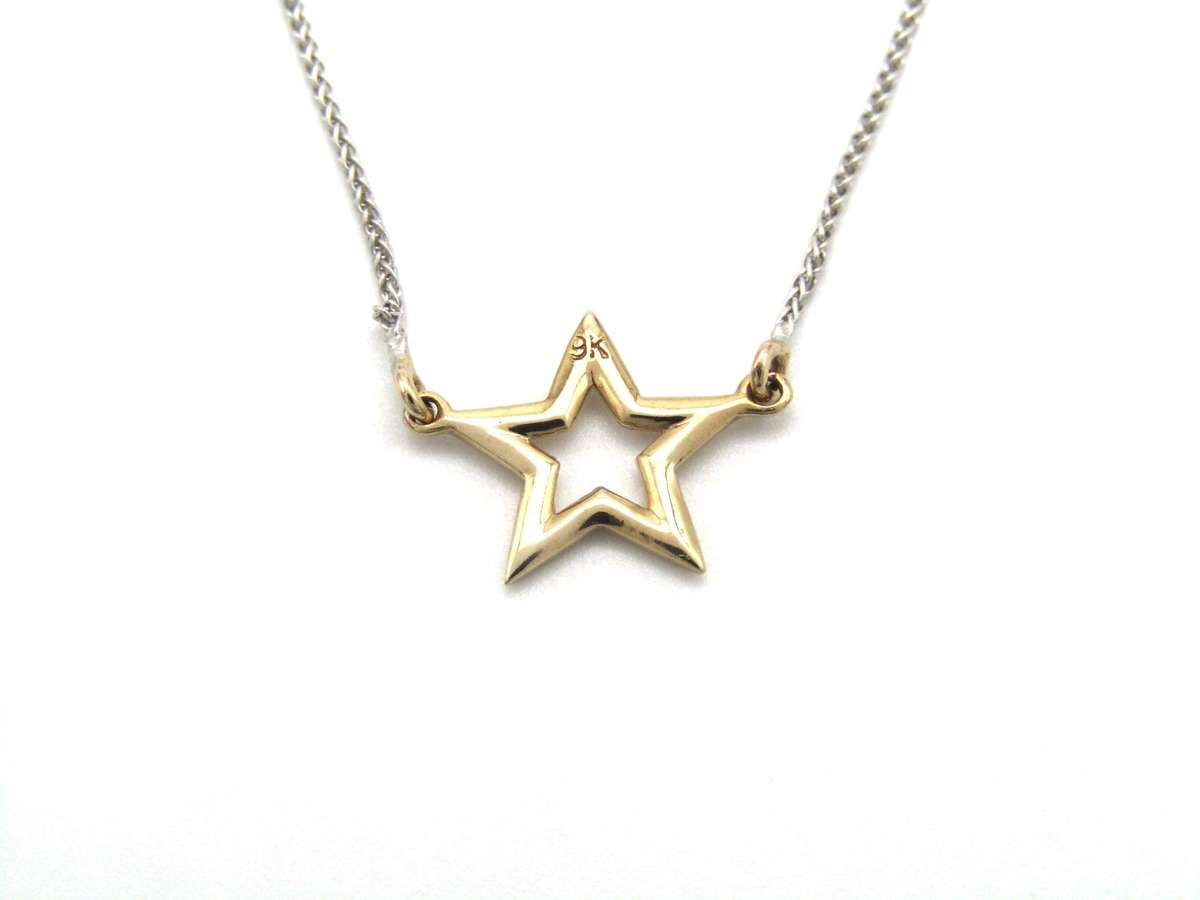 Estate, 9K gold 'star' necklace