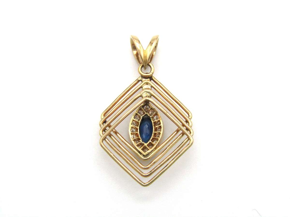 Estate, 18K gold sapphire and diamond pendant