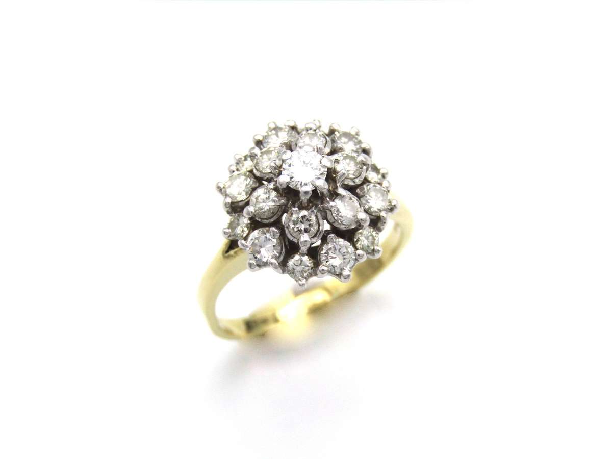 Vintage, 18K gold diamond cluster ring, c.1990s
