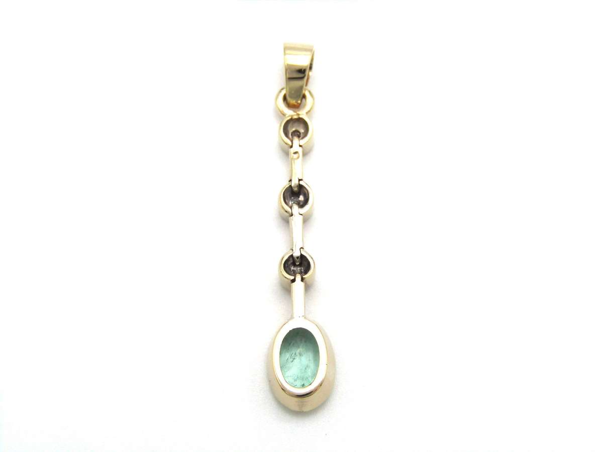 Estate, 18K gold green beryl and diamond pendant