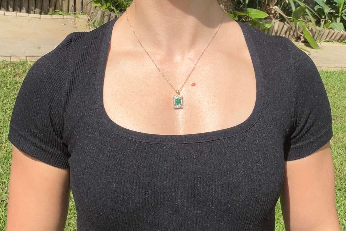 Antique, 18K gold emerald and diamond enhancer
