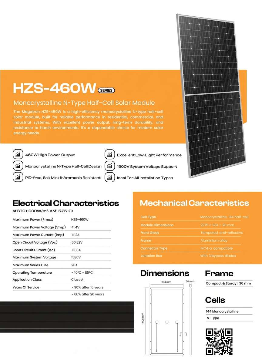 SMTE 460W Monocrystalline N-Type Half-Cell Solar Panel