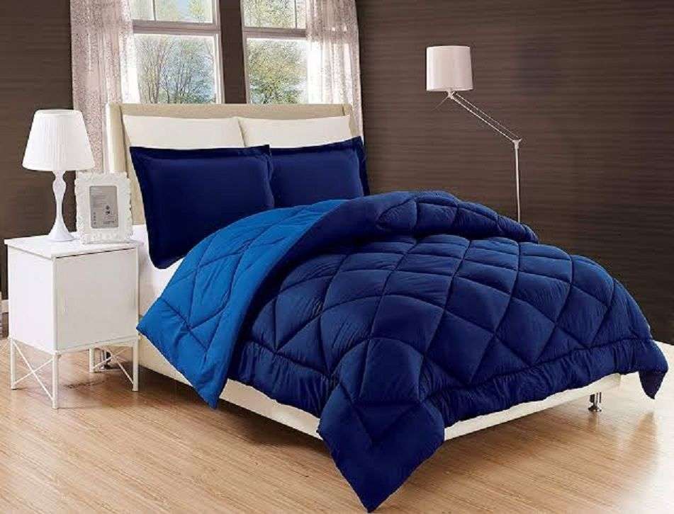 SMTE -  Reversible Blue 5 Pieces Stunning Comforter Set - Queen