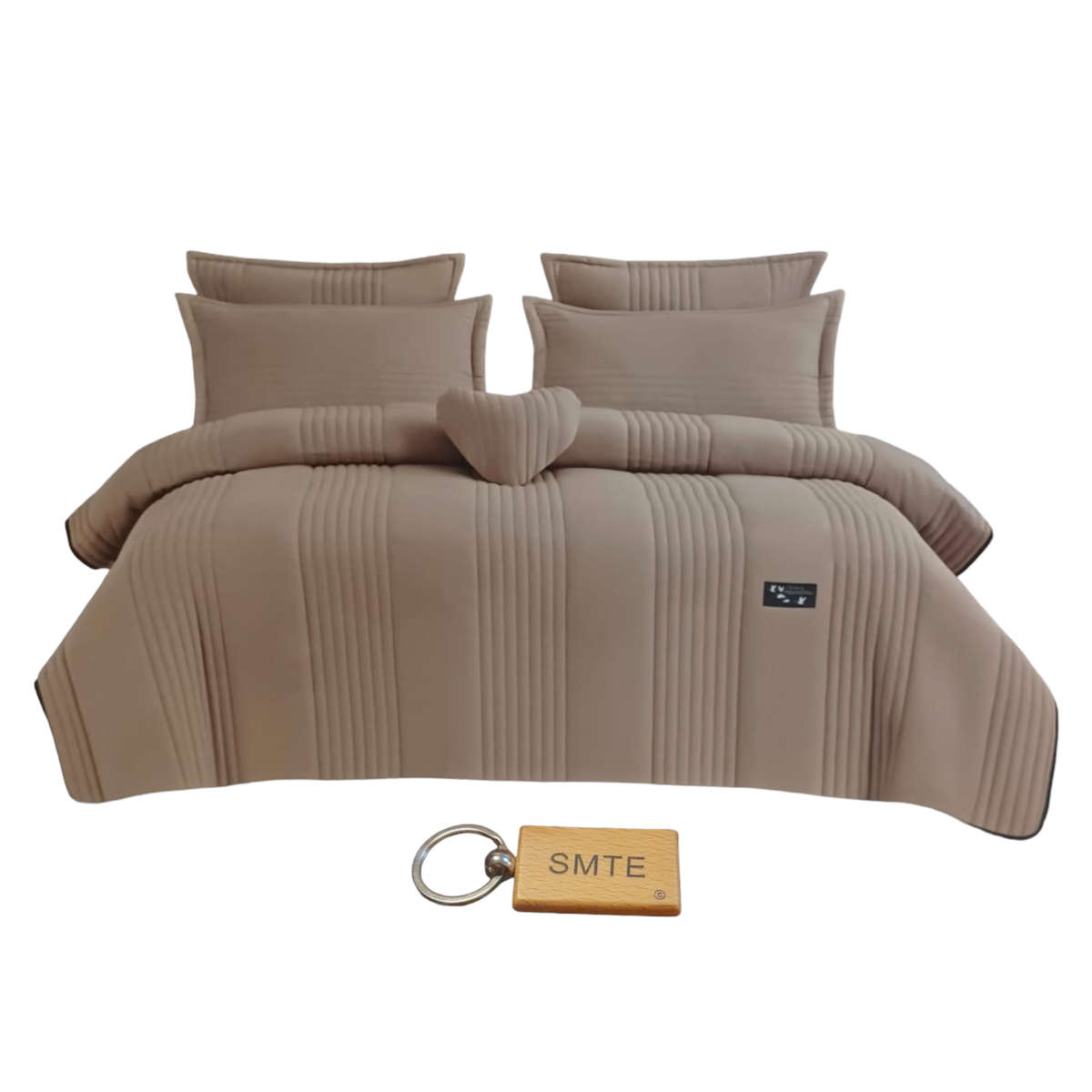 SMTE -  Ultimate Comfort6Piece Fiber Quilt Bedding Set and  KeyringLight Pink