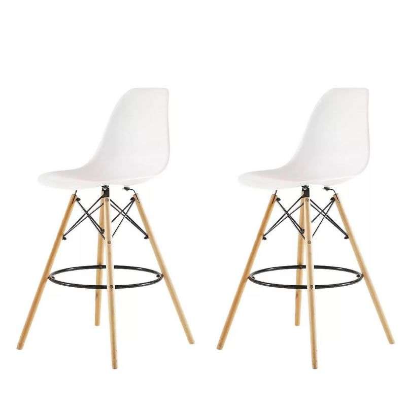 SMTE -  Set of 2 Modern Style Chair Counter/Bar Stools - White