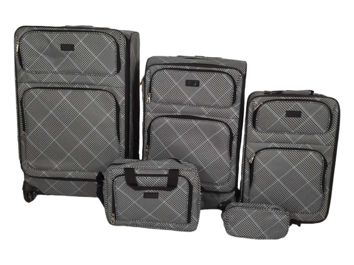 SMTE -  Fabric 5 piece luggage set - Grey