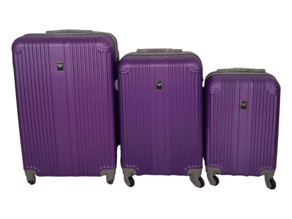 SMTE -   Quad Wheel Quality Travel Ware - 3 Piece Luggage Set-ALIN - Purple