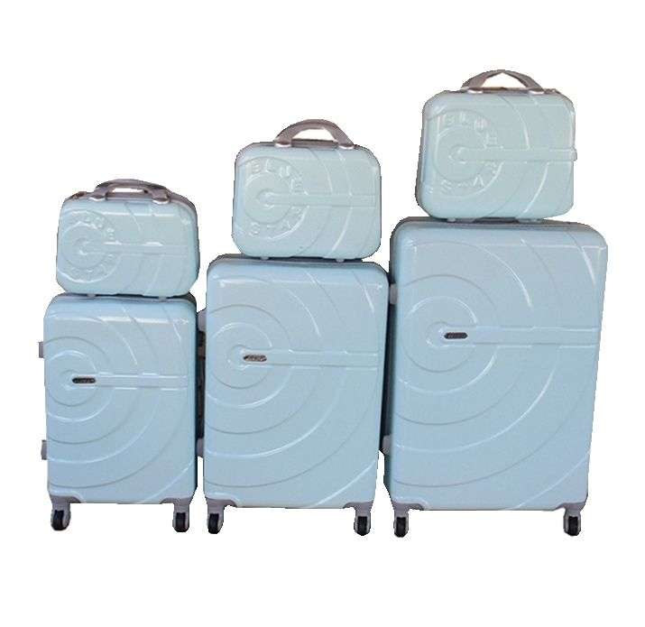 SMTE -  Durable Baby Blue ABS 6Piece Luggage Set with Spinner Wheels & Locks