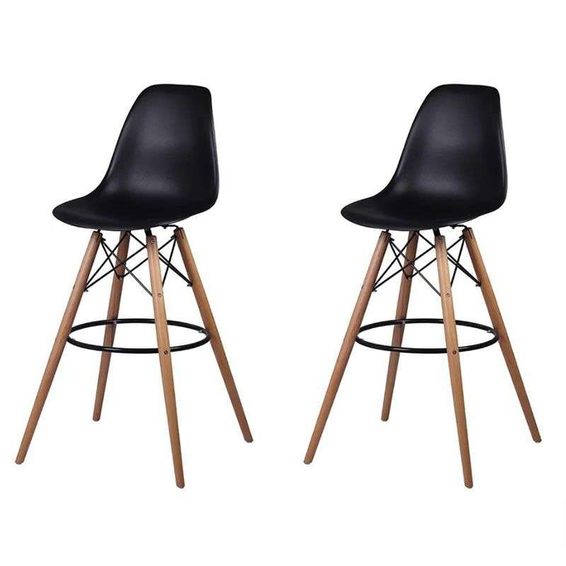 SMTE -  latest Modern Style Eiffel Chair Counter Bar Stools Set - 2 Pieces - Black