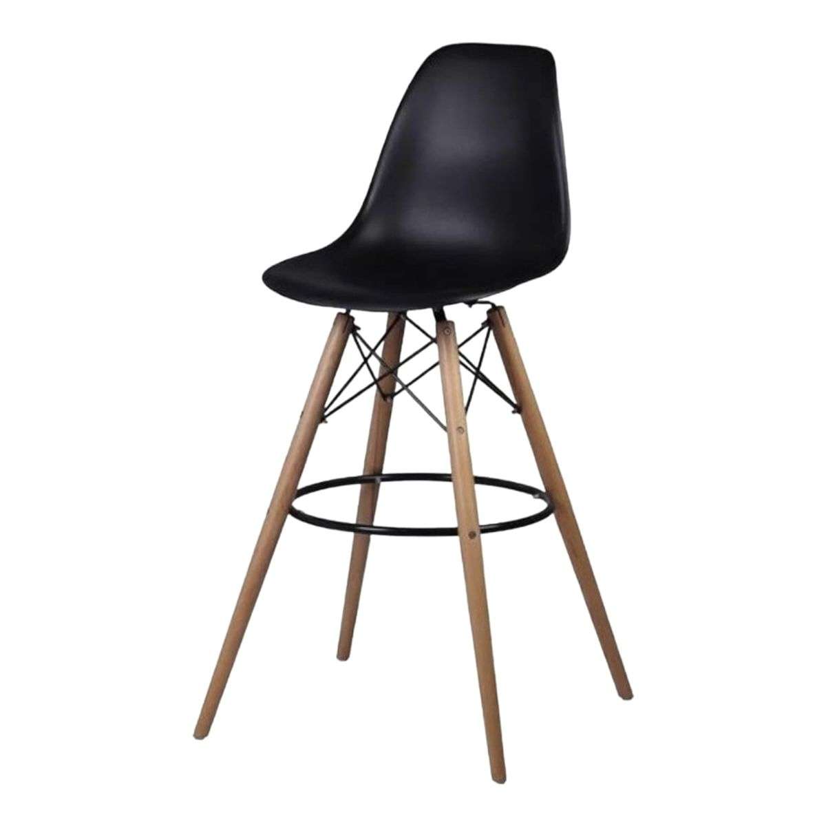 SMTE -  Modern Style Ring Chair Counter/Bar Stools - Assembled - Black