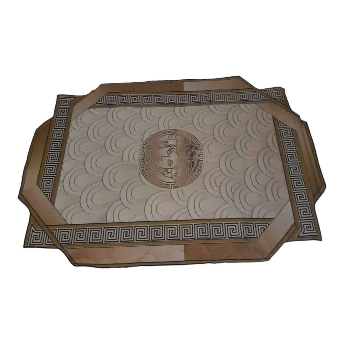 SMTE -   Quality Large 3D Printed European Style Rug - White & Gold - F1 - B05