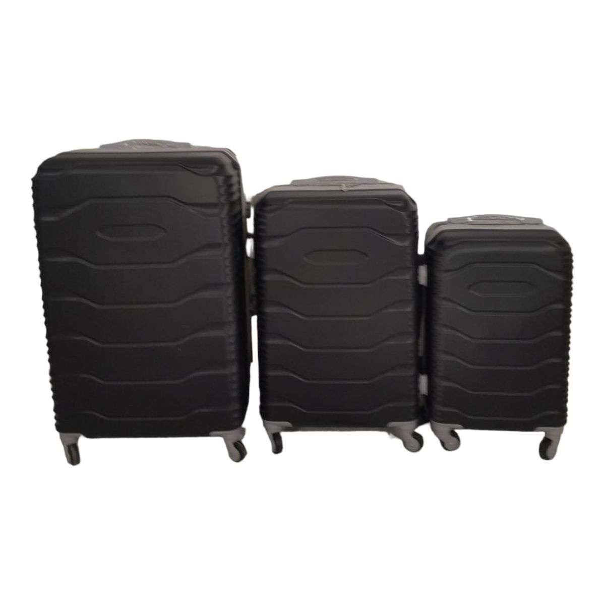 SMTE -  3 Piece ABS Trolley Luggage Bag Set - V1-F18 - Black