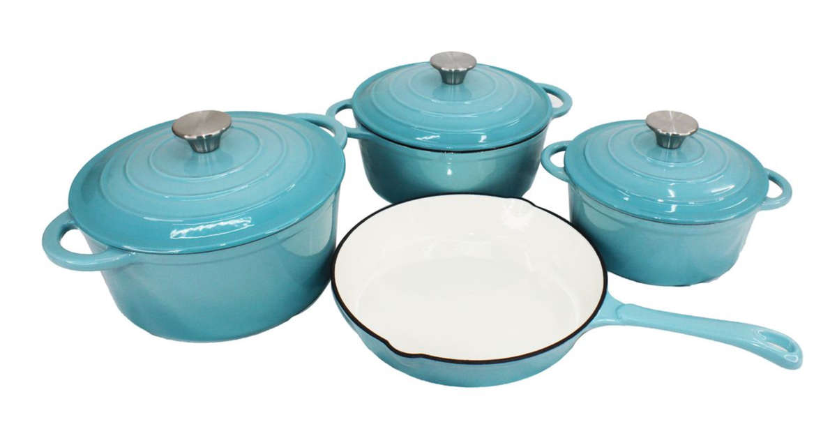 SMTE -  Daska Home - New Design Dutch Pot Cookware Sets Cast Iron - 7 Piece - Light Blue