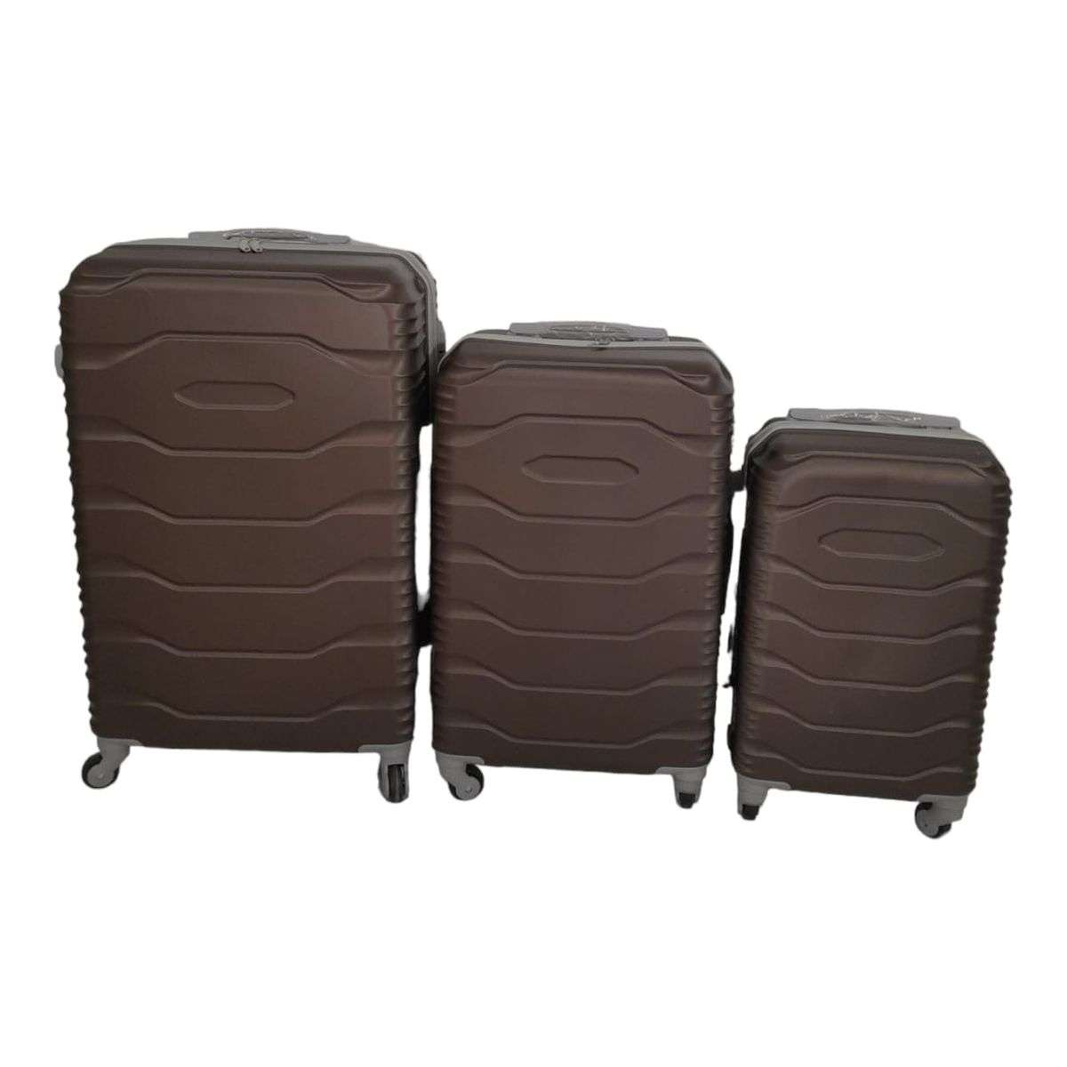SMTE -  3 Piece ABS Trolley Luggage Bag Set - V1-F18 - Brown