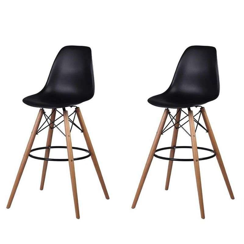 SMTE -  Set of 2 Modern Style Chair Counter/Bar Stools - Black