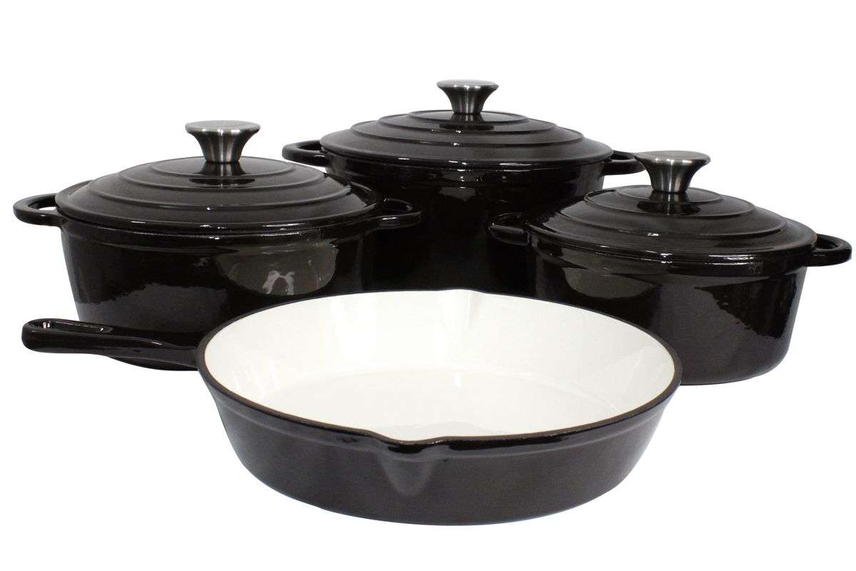 Authentic 7 Pcs Black Cast Iron Cookware Set