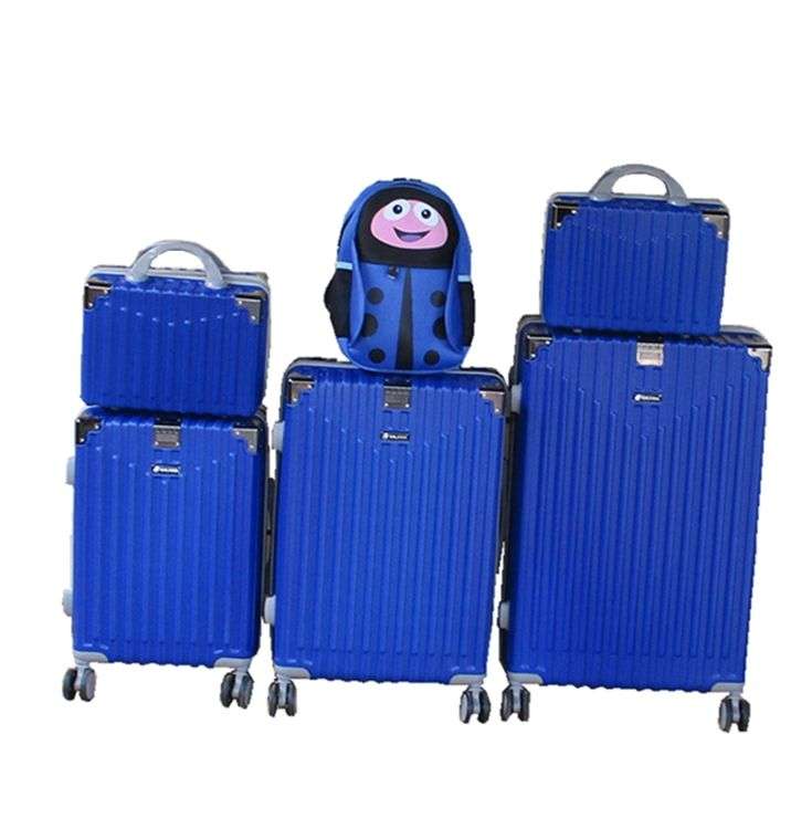 SMTE - 5-Piece ABS Hard-Shell Luggage Set with Vanity Cases & Kids Backpack - Blue
